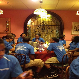 At a restaraunt during Summer Program 2013