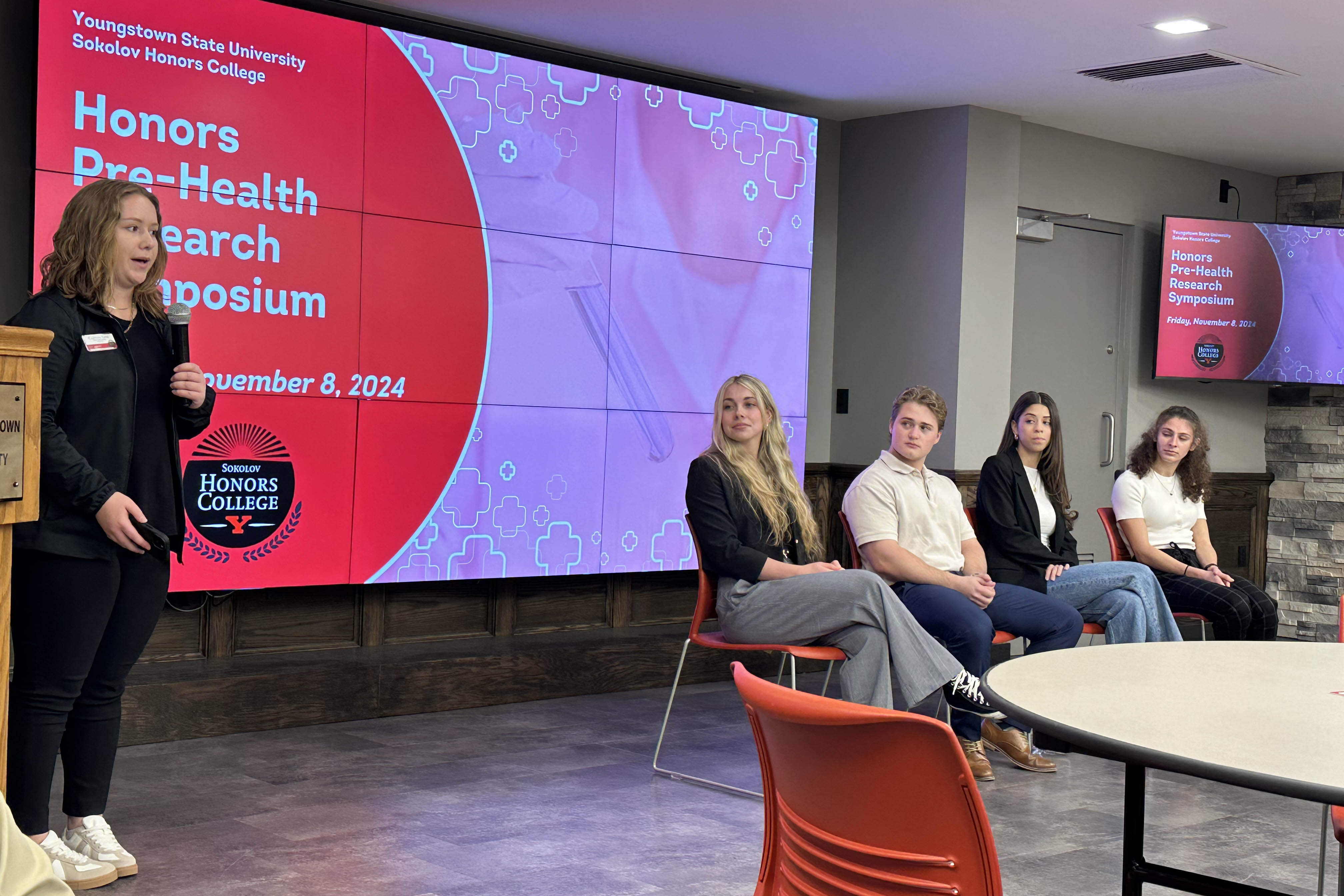 Students speaking at the student panel at the 2024 Honors Pre-Health Symposium