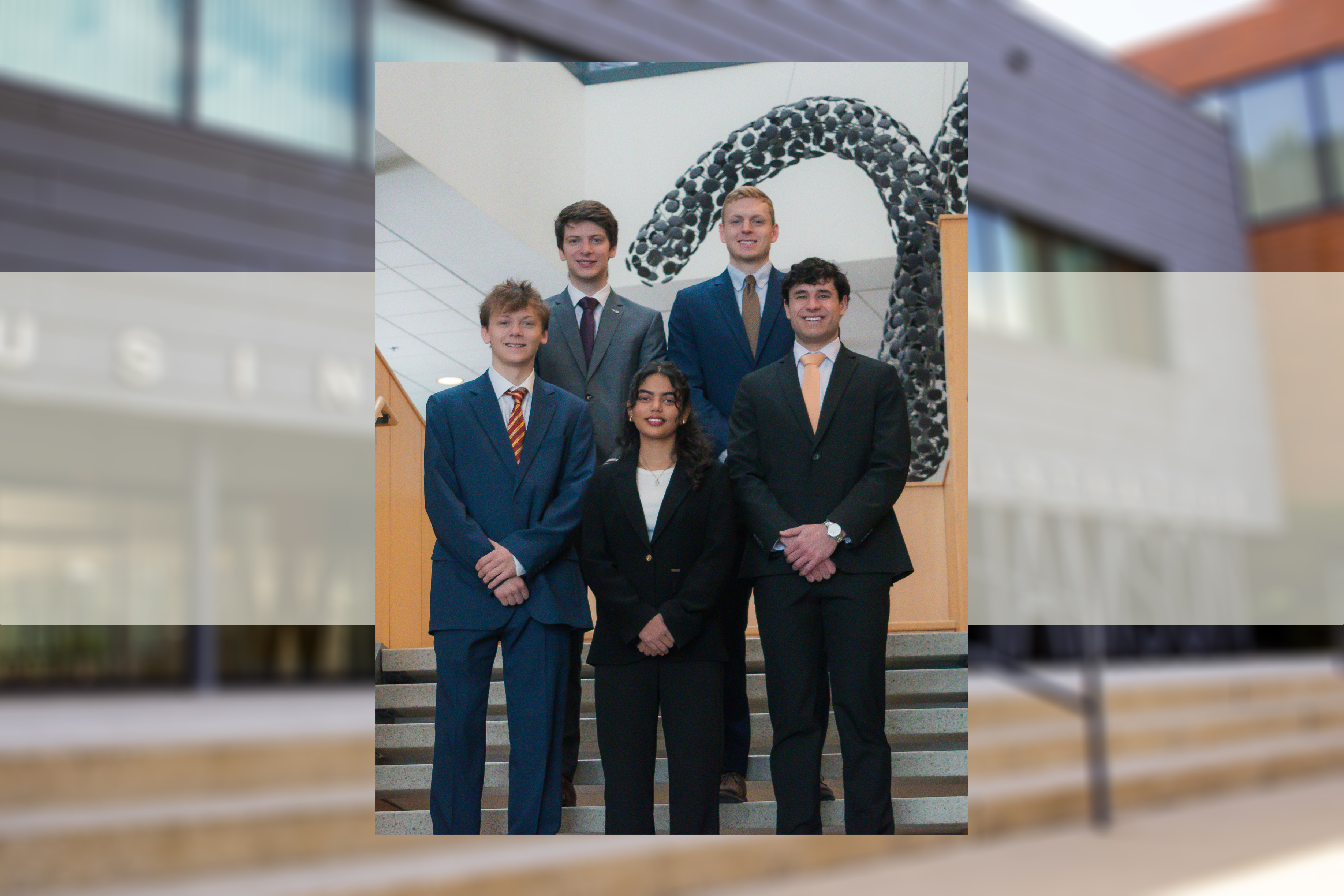 Small Business Development Center Beeghly Fellows: Jan Harter, James Slessor, Aaron Lesner, Tanishka Agnihotri, and Moritz Bayer.