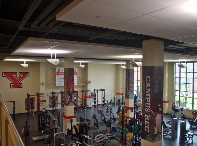 View of Strength and Conditioning floor from the second level of Rec Center.