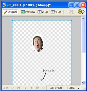 Activity 3 sample B screenshot showing location of blue handle
