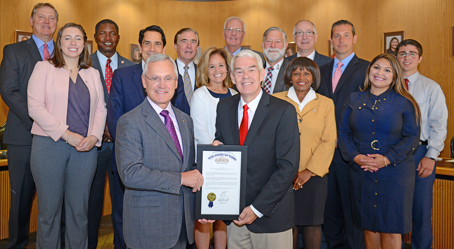 The Board of Trustees accepting an award 