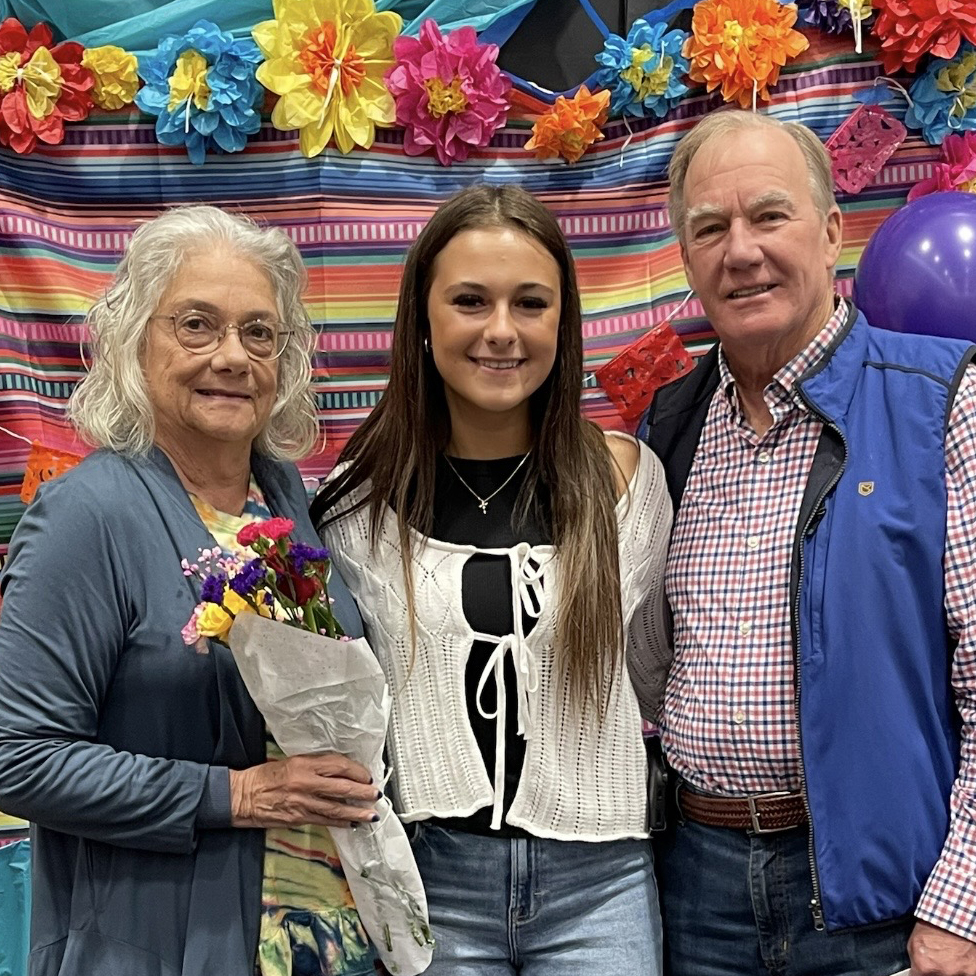 Ella Thompson pictured with her grandparents