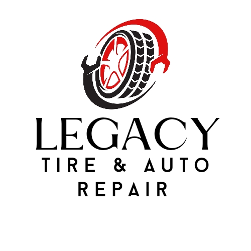 Logo, wrenches circling a tire, Legacy Tire and Auto Repair