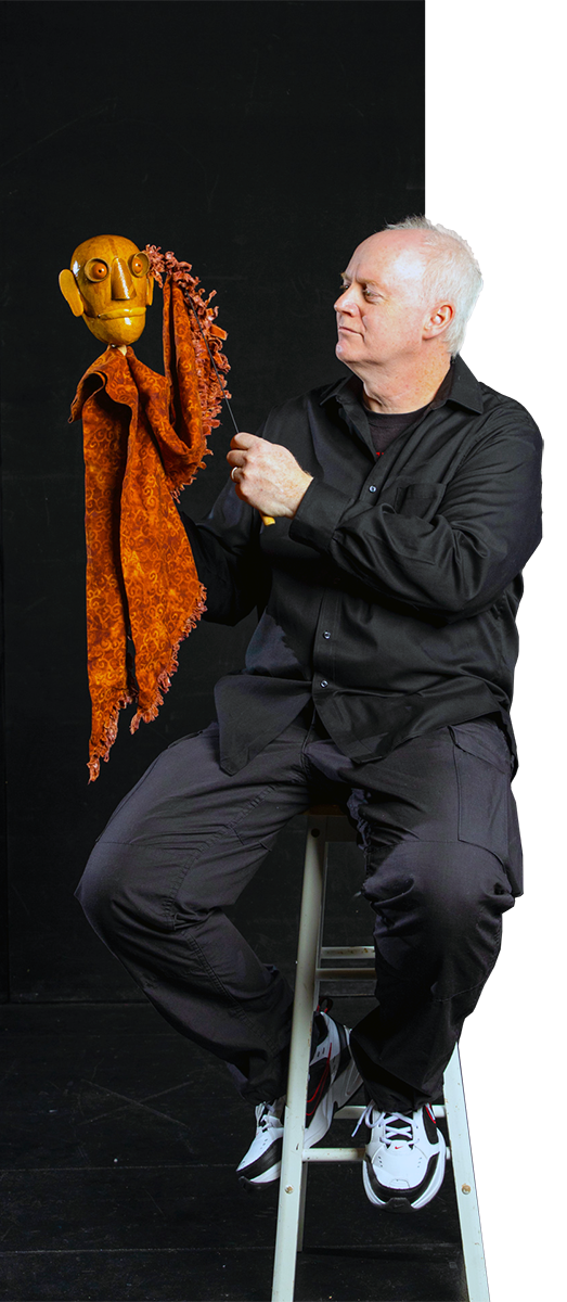 Professor Todd Dicken with his puppet