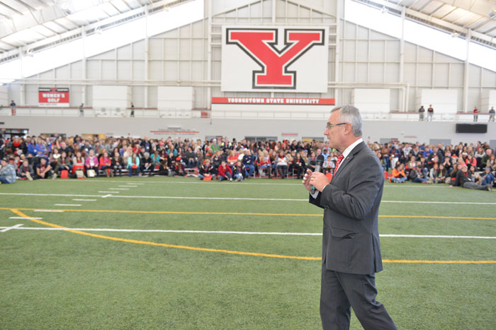 President Tressel at YSU crash day 