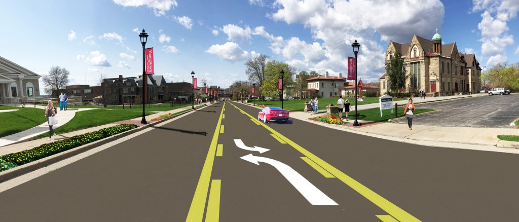 Rendering of the improved Wick Avenue, looking south.