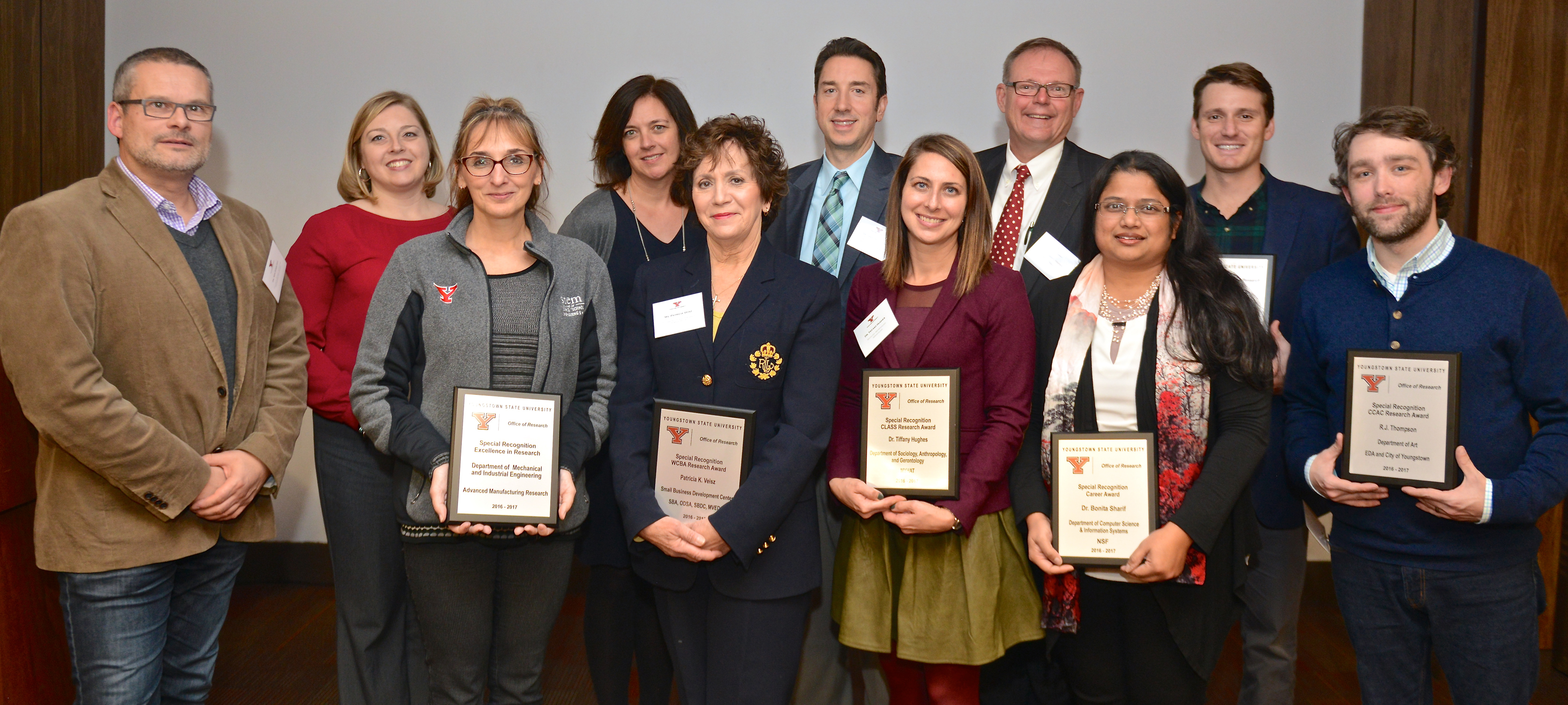 Several YSU faculty and staff members were honored at the annual Excellence in Research event
