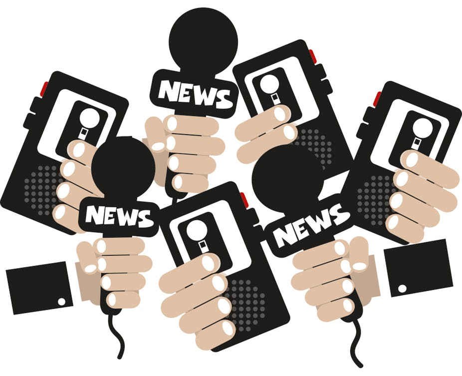News microphones and tape recorders graphic 