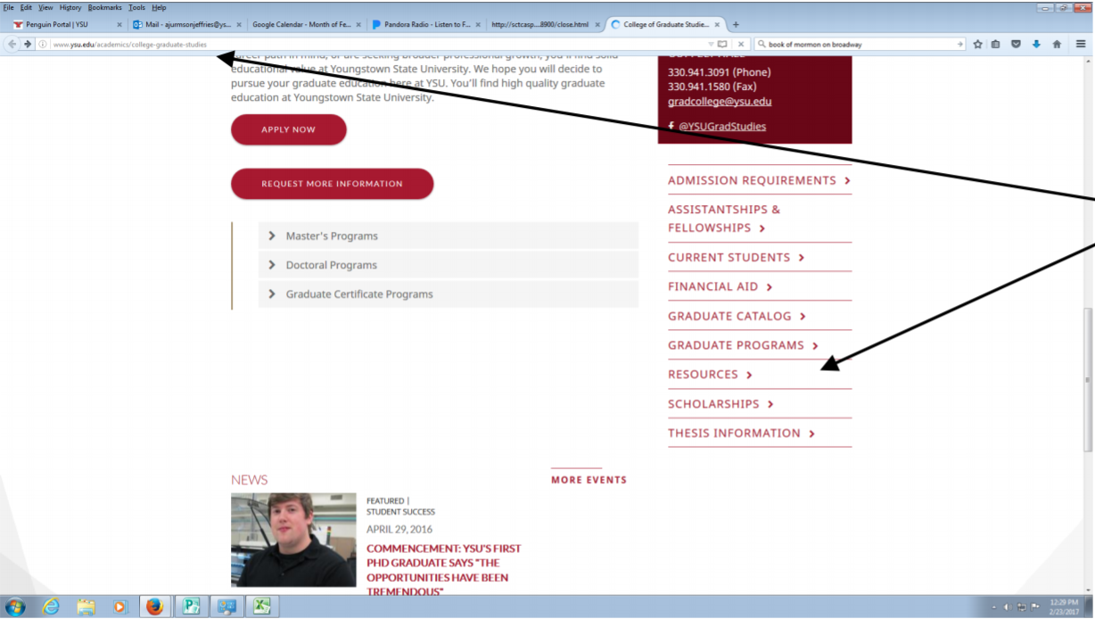 College of Graduate Studies page