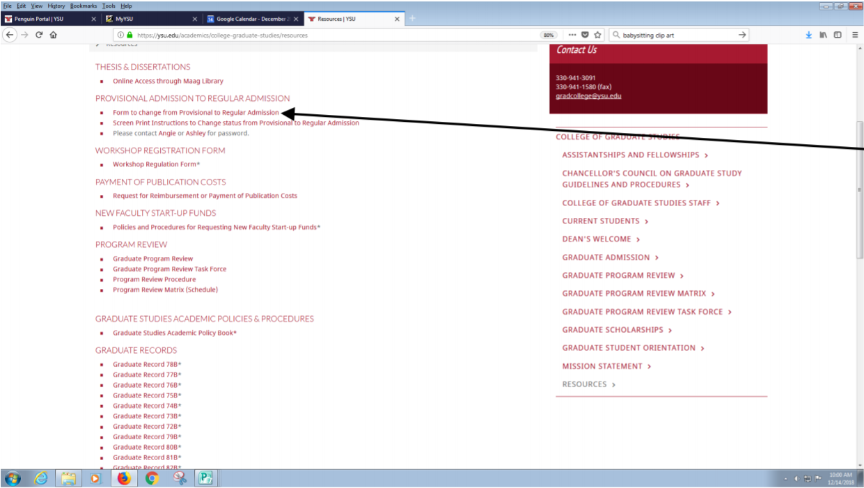 Resources page with Resources acordian opened