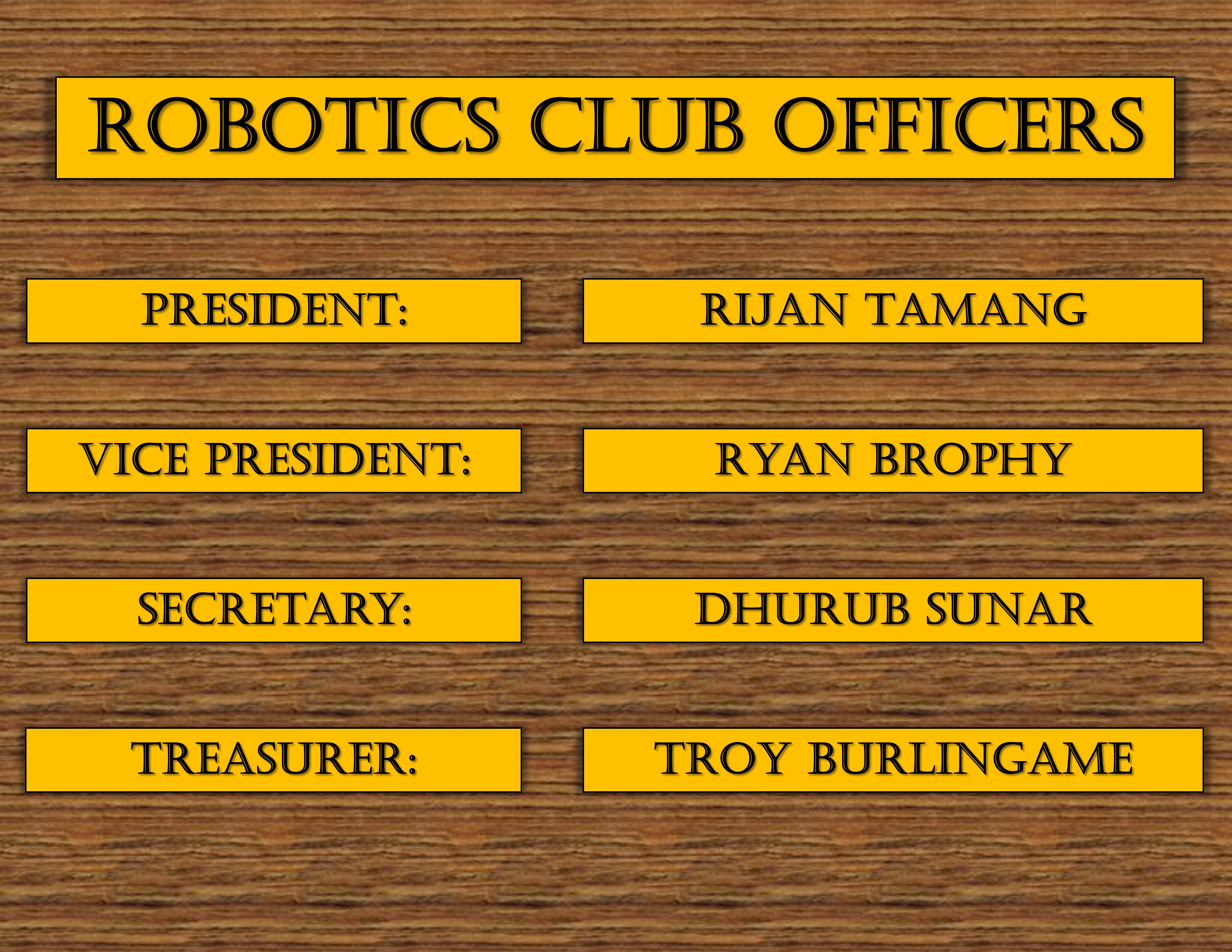 Robotics Club Officers