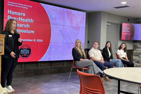 Students speaking at the student panel at the 2024 Honors Pre-Health Symposium