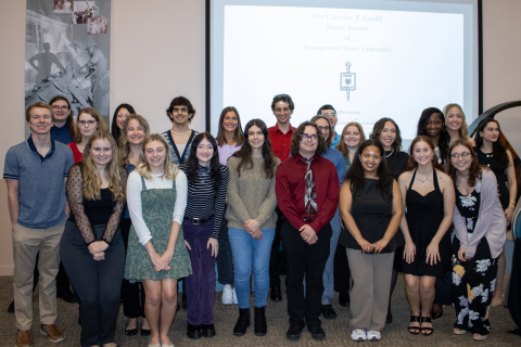student honorees inducted into the Clarence P. Gould Honor Society at Youngstown State University
