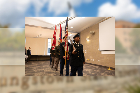 ROTC Cadets present the colors to open the 2026 awards breakfast
