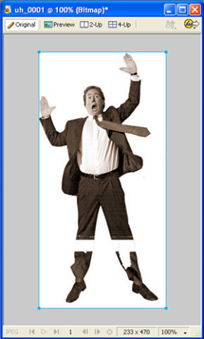 Activity 3 sample E screen shot showing sepia filter effect using business man image