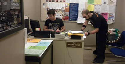 Student working at writing center