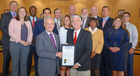 The Board of Trustees accepting an award 