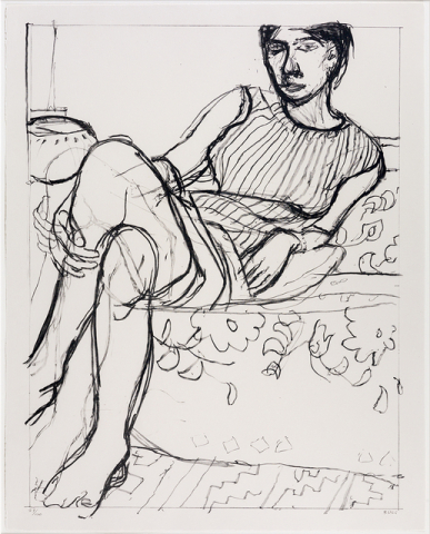 "Seated Woman in Striped Dress" by Richard Diebenkorn is part of the "Centennial Impressions" exhibit at the McDonough.