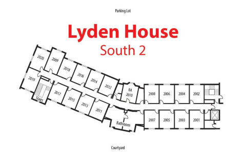 Floorplan of south floor 2 of Lyden House