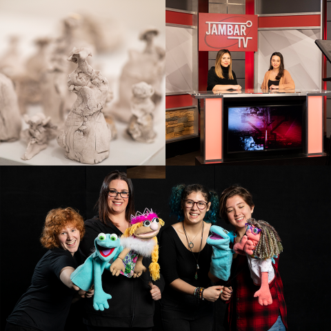 Three images representing the Spring 2020 magazine stories from CCAC