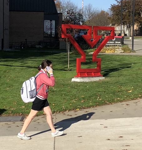 One of the nine large Ys installed on campus.