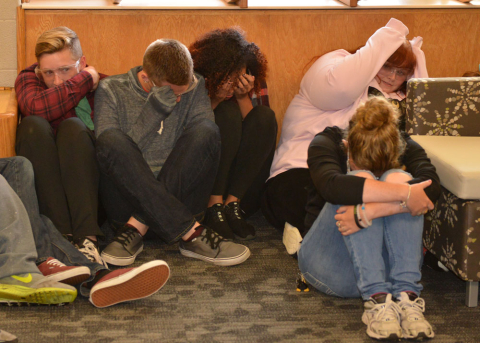 YSU resident assistants undergo active shooter training at Cafaro House residence hall.