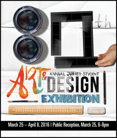 The 80th Annual Juried Student Art and Design Exhibition,opens Friday, March 25 in the McDonough Museum of Art. Deanna Cameneti, a YSU graphic design major, created this identity design for the exhibition.
