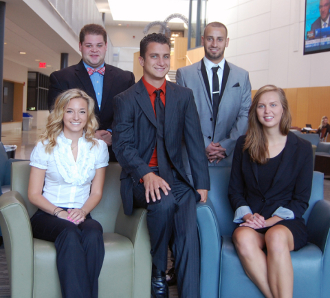 From left, front row, Jessica Marando, Jerry Dugan, and Alex McFarland Back row, Corey Patrick, and Fadi El Chammas. 