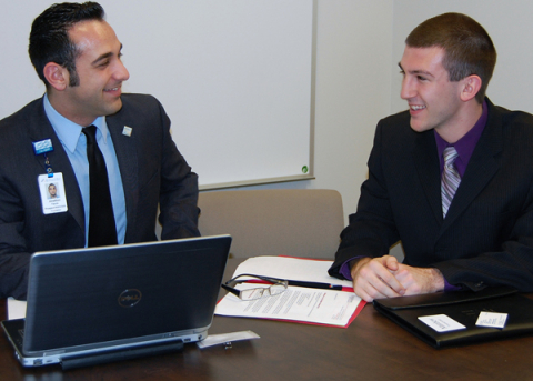 Jonathon Fauvie, at Mercy Health Foundation, Mahoning Valley, interviews Matthew Yourstwosky