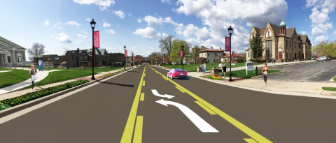 Rendering of the improved Wick Avenue, looking south.