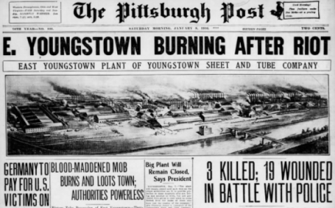 Youngstown Steel Strike, Massacre, Ptts Post, Jan 8, 1916-600x373