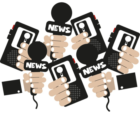 News microphones and tape recorders graphic 