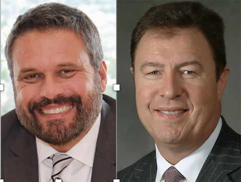 Sam Grooms, chief executive officer of Hy-Tek Material Handling, and Don Lewis, president of Essity’