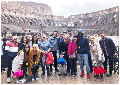 Participants in WCBA’s Global Learning Experience earlier this spring in Italy included, from the le
