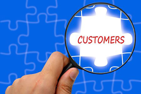 Graphic illustrating looking for customers 