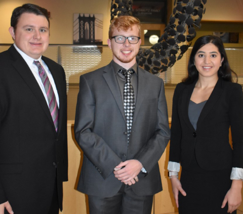 YSU Monus Fellows, from the left, Richard Salmen, Jeremy Keillor and Alyssa Covert.