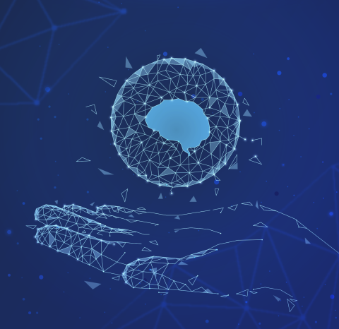 Data hand holding a globe