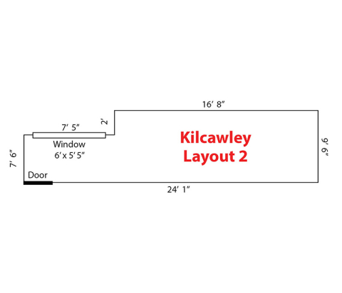 Kilcawley room layout 2 with 1 window