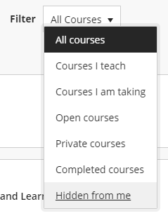 Filter drop-down menu