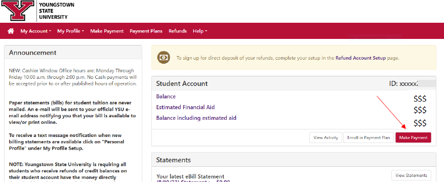 Make A Payment in the Portal